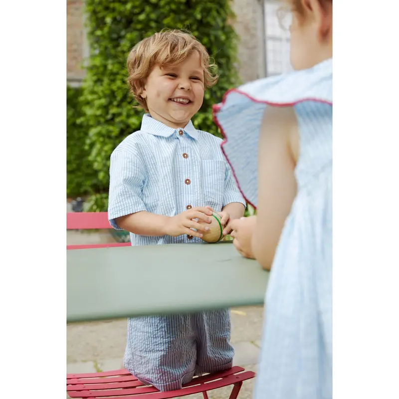 Copenhagen Colors Sky Blue W Cream Stripe Seersucker Ss Shirt 2