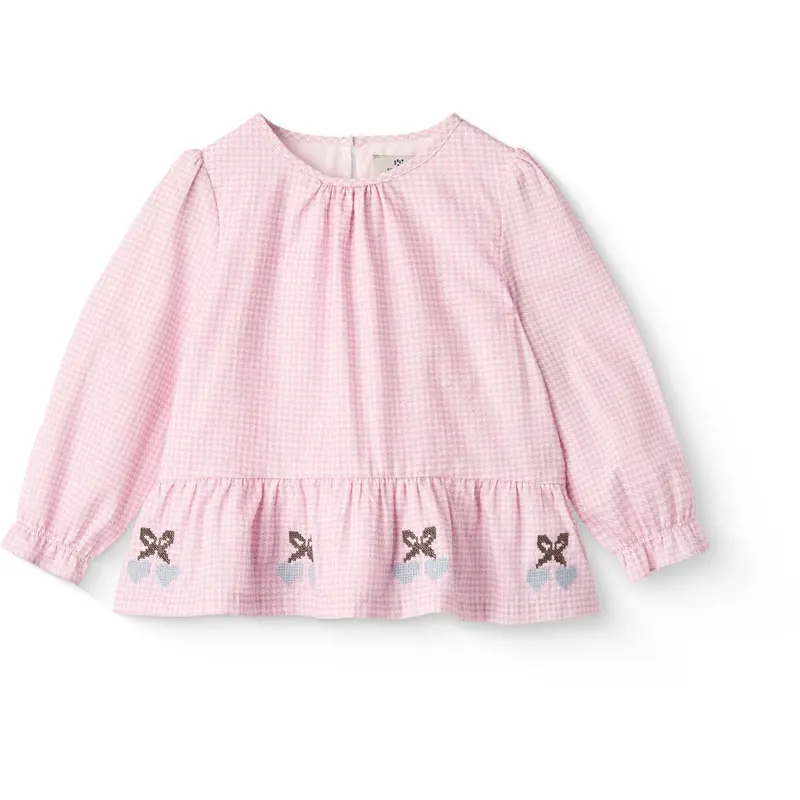 Copenhagen Colors Syringa Comb. Houndstooth Blouse W. Embroidery 1