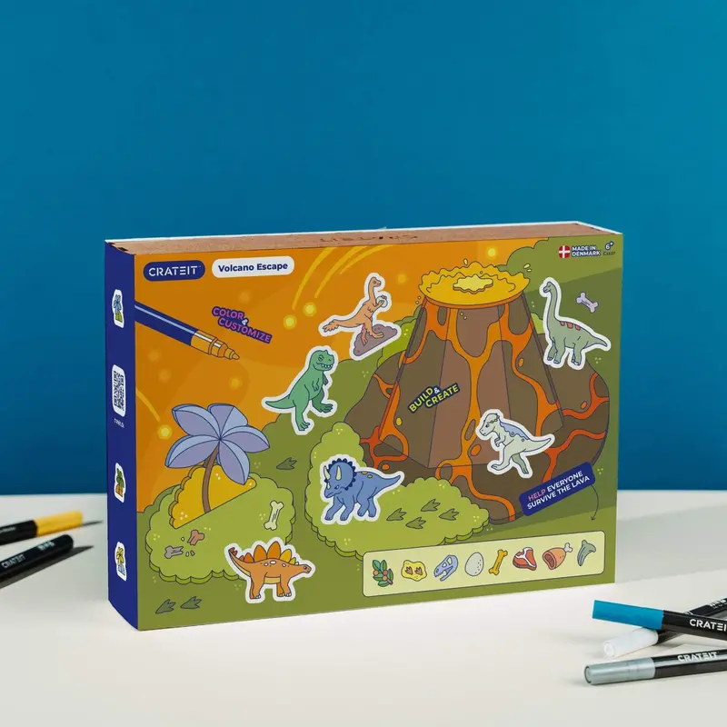 Crateit Dinosaur Wooden Toy Volcano Escape 1