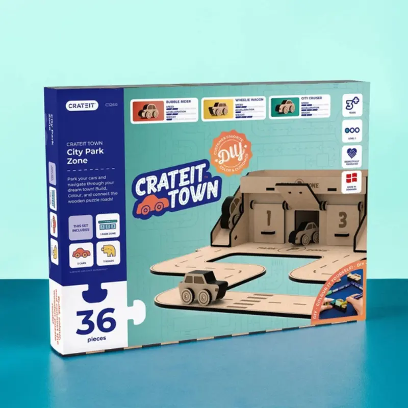 Crateit Town Wooden Toy City Park Zone 1