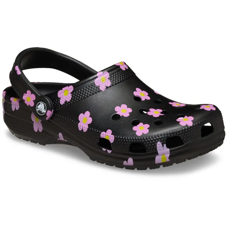 Crocs Black Classic Flower Clog T Blk 2