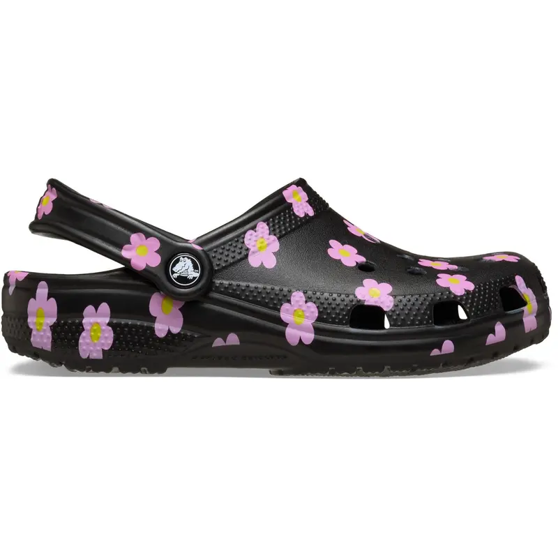Crocs Black Classic Flower Clog T Blk 3