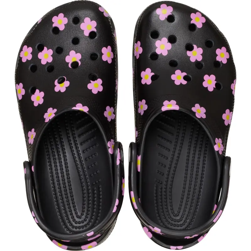 Crocs Black Classic Flower Clog T Blk 5