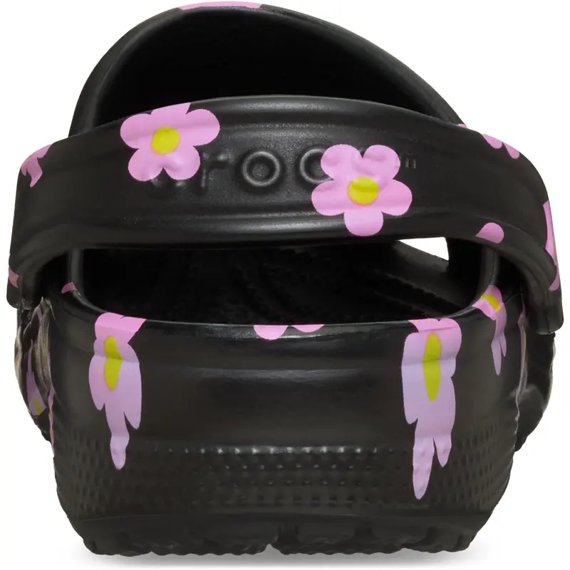 Crocs Black Classic Flower Clog T Blk 6