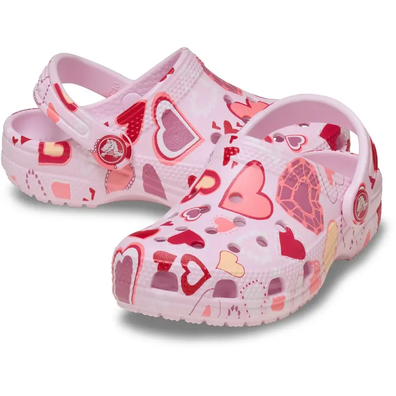 Crocs Pink Milk/Hearts Classic Vday Clog T Pkmk/Hts 1