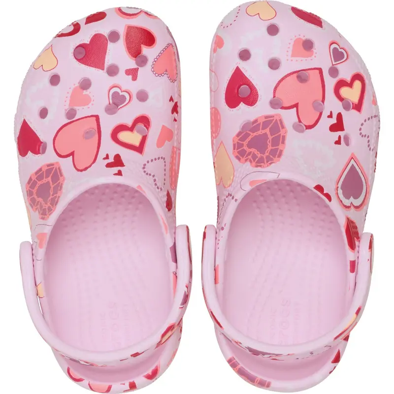 Crocs Pink Milk/Hearts Classic Vday Clog T Pkmk/Hts 5