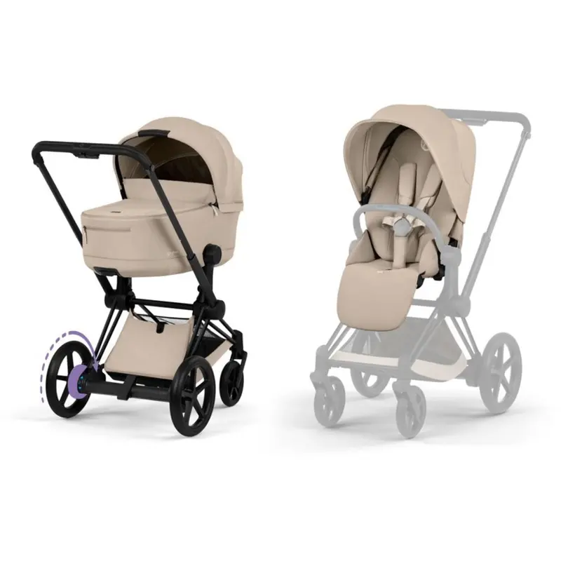 Cybex Cozy Beige/Beige Epriam Comfort Matt Black Including Foldable Cot 1
