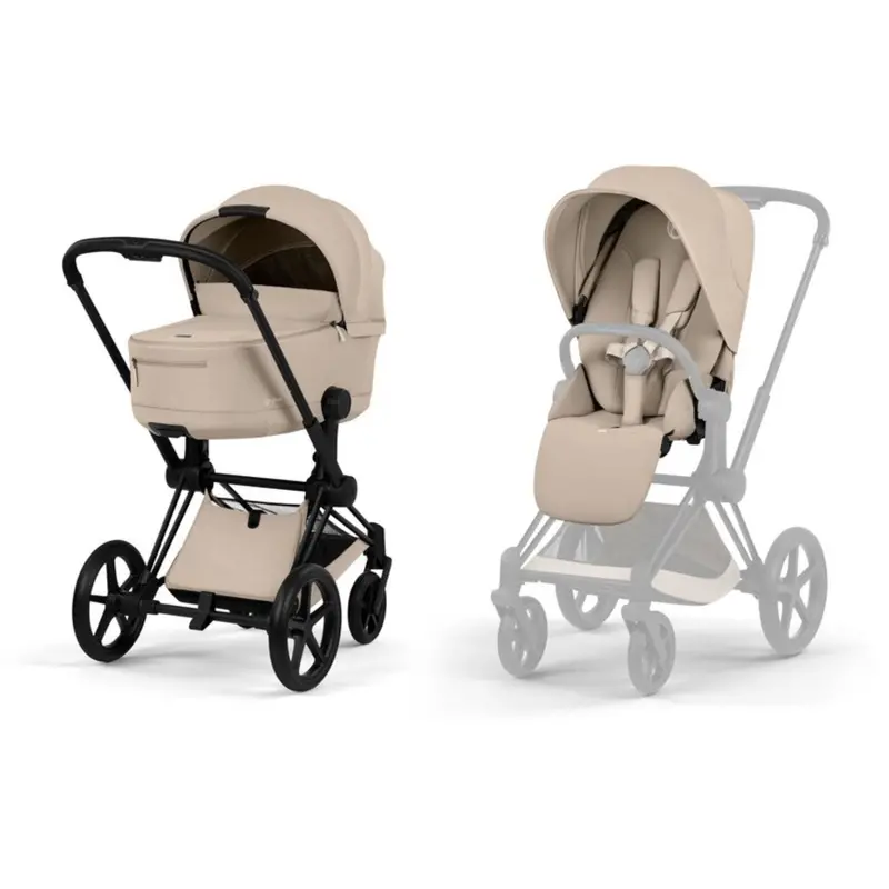 Cybex Cozy Beige/Beige Priam Comfort Matt Black Including Foldable Cot 1