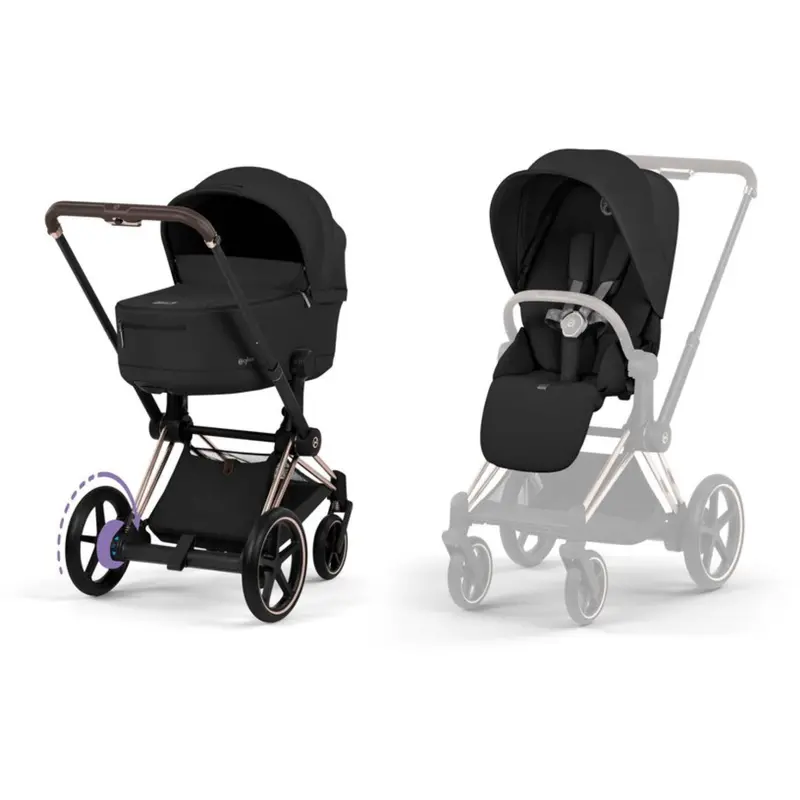 Cybex Sepia Black/Black Epriam Comfort Rosegold Including Foldable Cot 1