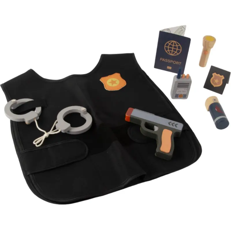 Dantoy Policeman Set Wood In Gift Box 8 Pieces 1