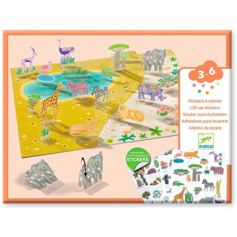 Djeco Creative Standing Stickers, Animal 1