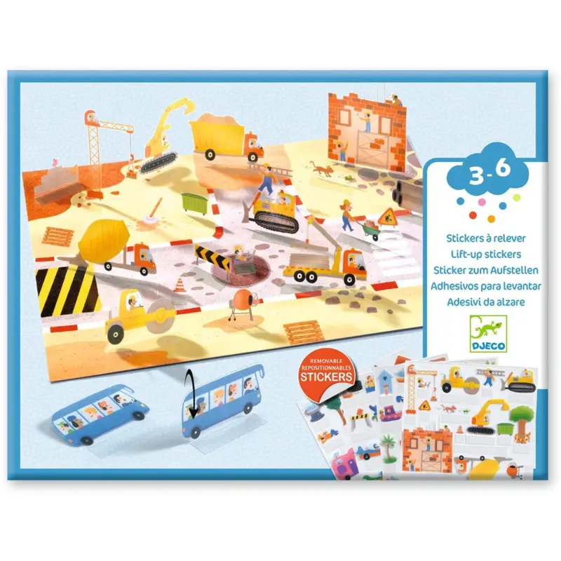 Djeco Creative Standing Stickers, Cars 1