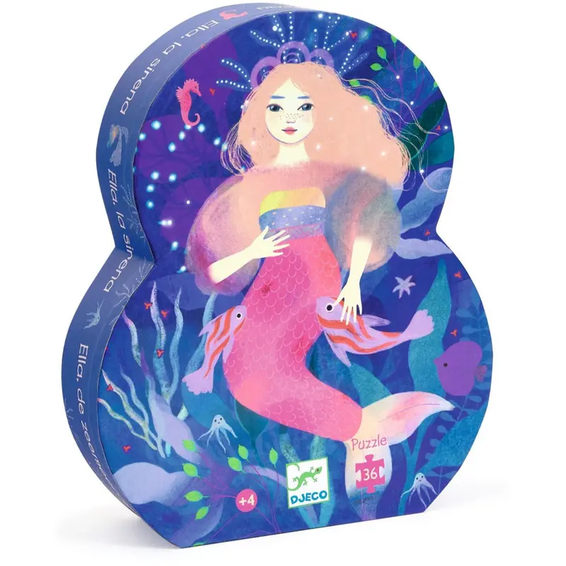 Djeco Silhouette Jigsaw Puzzle, Ella The Mermaid - 36 Pieces 1