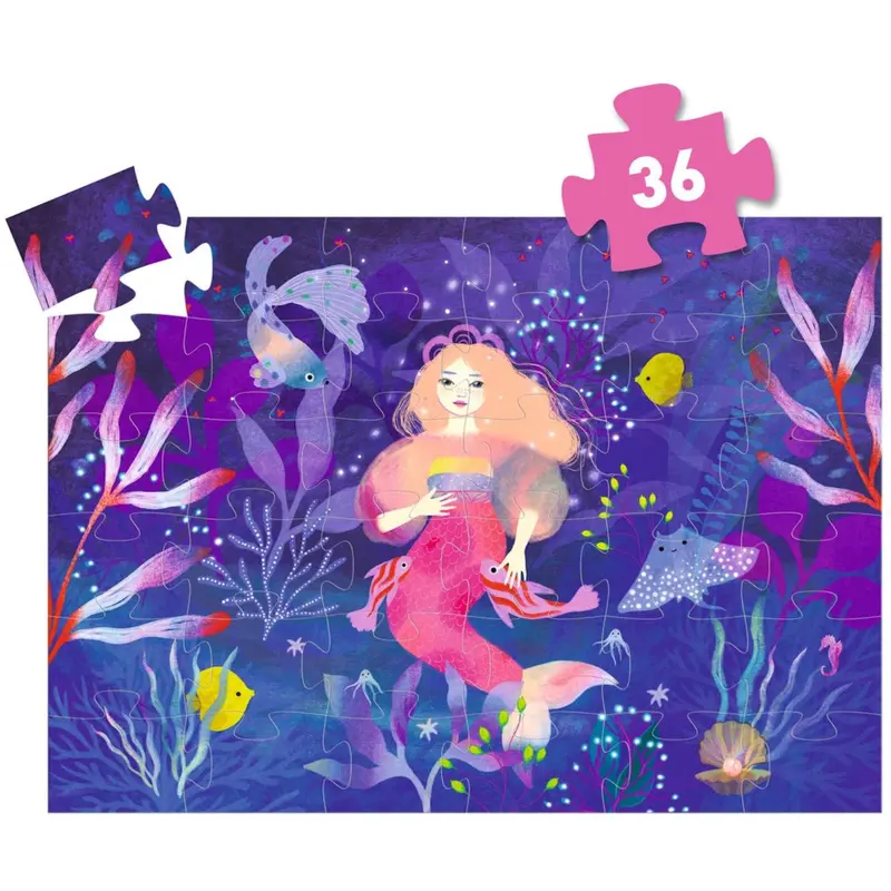 Djeco Silhouette Jigsaw Puzzle, Ella The Mermaid - 36 Pieces 2