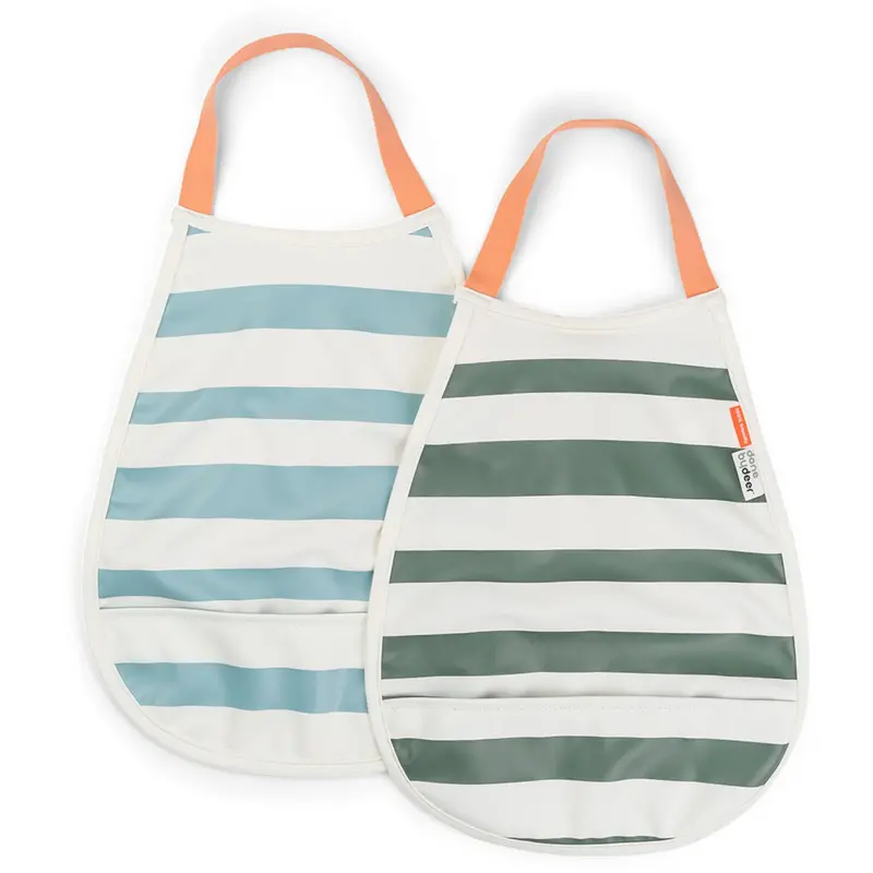 Donebydeer Blue/Green Pull-Over Bib 2-Pack Stripes 1