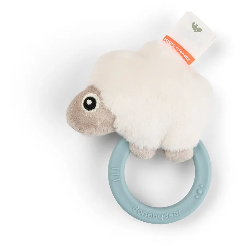 Donebydeer Blue Sensory Rattle With Teether Sheepy 1