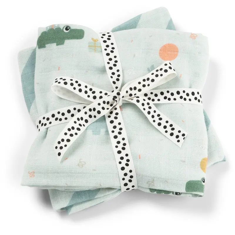 Donebydeer Celebration Blue Muslin Cloth 2-Pack 1