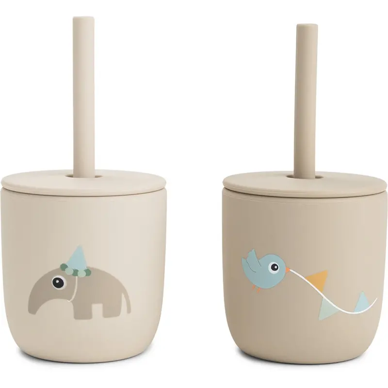 Donebydeer Celebration Sand Silicone Straw Cup 2-Pack 1