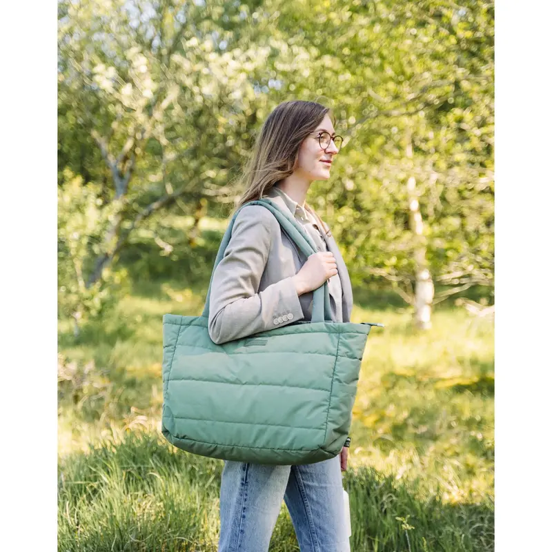 Donebydeer Green Quilted Changing Tote Bag 2
