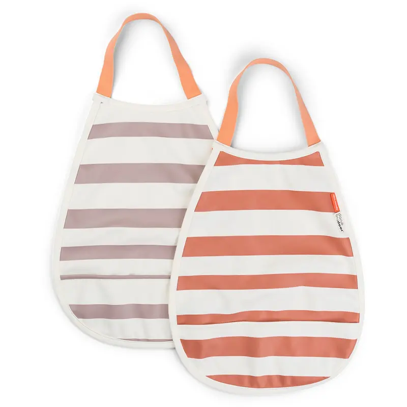 Donebydeer Papaya/Powder Pull-Over Bib 2-Pack Stripes 1