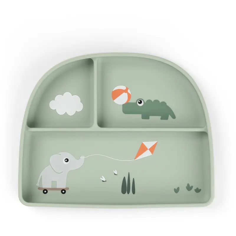 Donebydeer Playground Green Stick&Stay Divided Plate 1