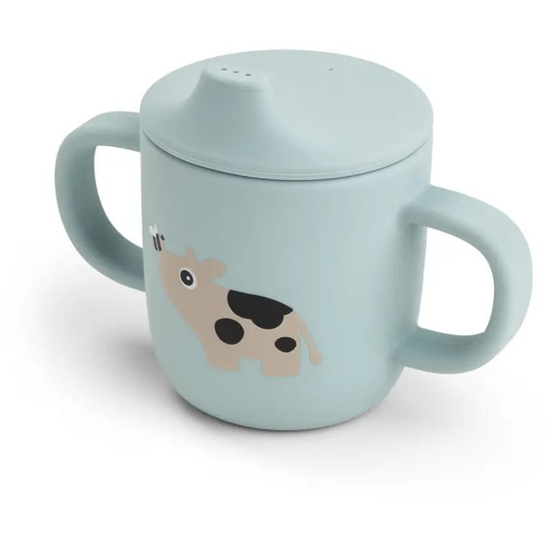 Donebydeer Tiny Farm Blue Silicone Sippy Cup 2 Handles 1