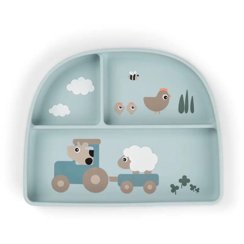 Donebydeer Tiny Farm Blue Stick&Stay Divided Plate 1