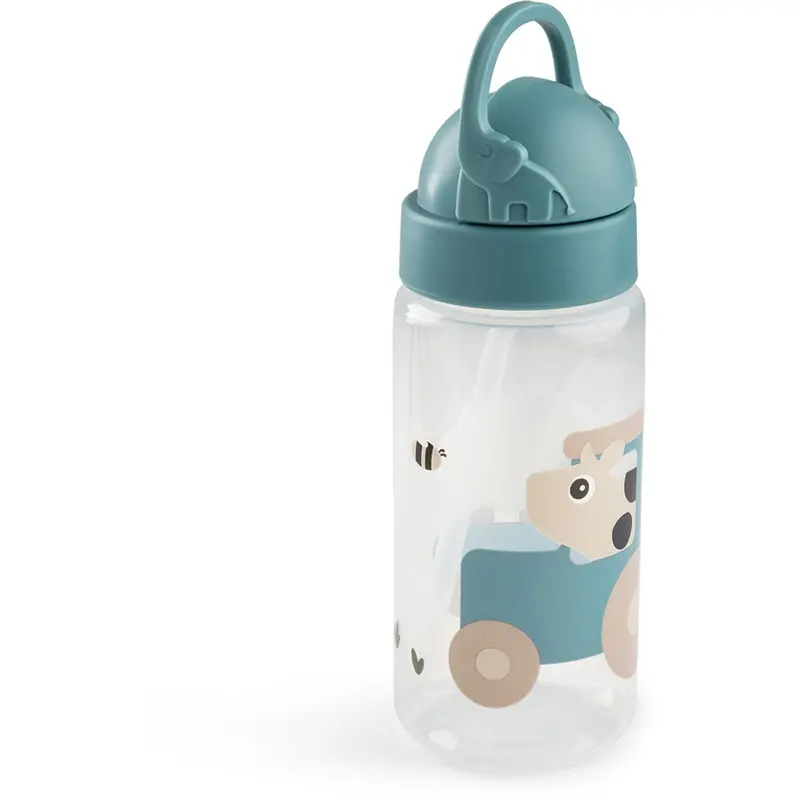 Donebydeer Tiny Farm Blue Water Bottle With Straw 350 Ml 1