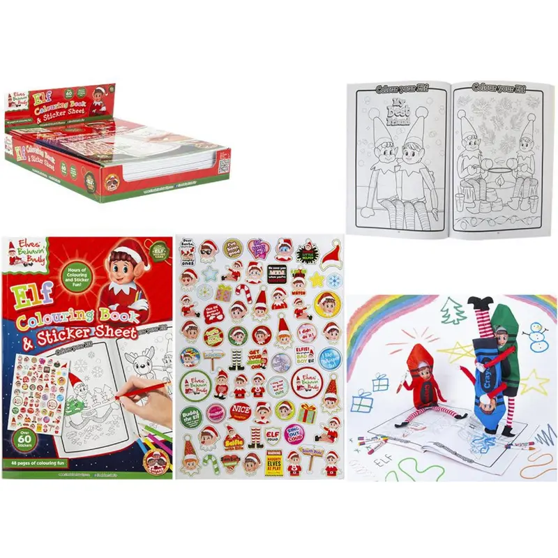 Elves Behavin' Badley Xl Elf Colouring Book 48 Pages With Sticker Sheet Cdu 1