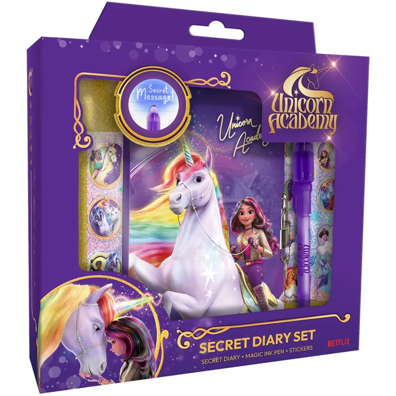 Euromic Unicorn Academy Secret Diary With Magic Ink Pen Gift Box 1