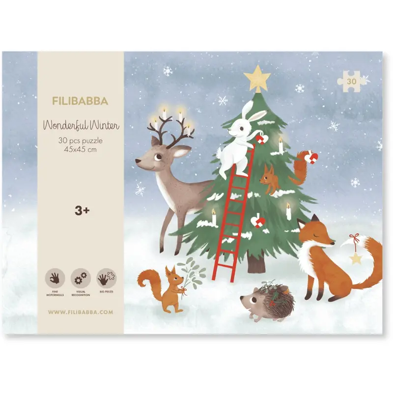 Filibabba Forest Friends Puzzle 30 Pieces 45X45 Cm Wonderful Winter 1