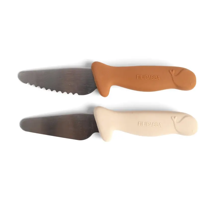 Filibabba Pumpkin + Offwhite Beginner's Cutting Knives 2-Pack 1