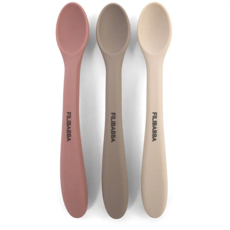 Filibabba Rose Mix Silicone Feeding Spoons 3-Pack 1