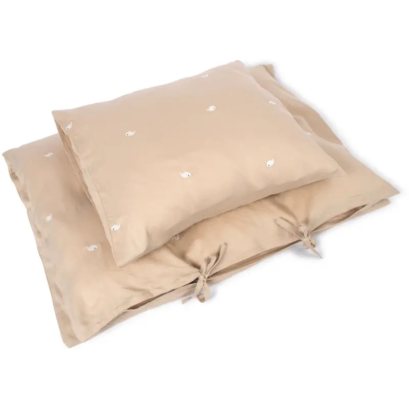 Filibabba Warm Grey Bed Linen Gots - Embroidered Christian The Whale 1