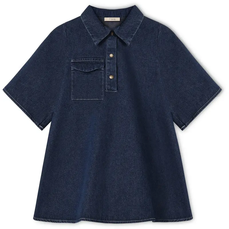 Fliink Dark Denim Blue Don Denim Ss Dress 1