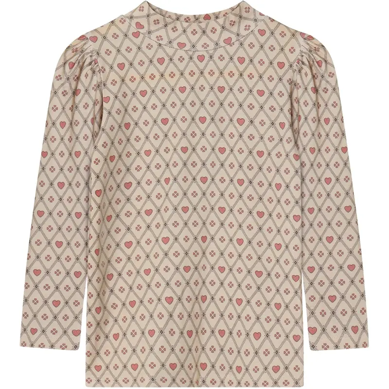 Fliink Sandshell Heart Aop Kelly Heart Ls Puff Blouse 1