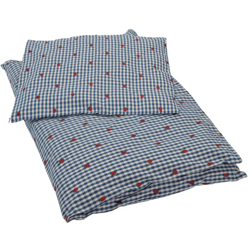 Flöss Berry Blue Check Nolly Duvet + Pillow 1