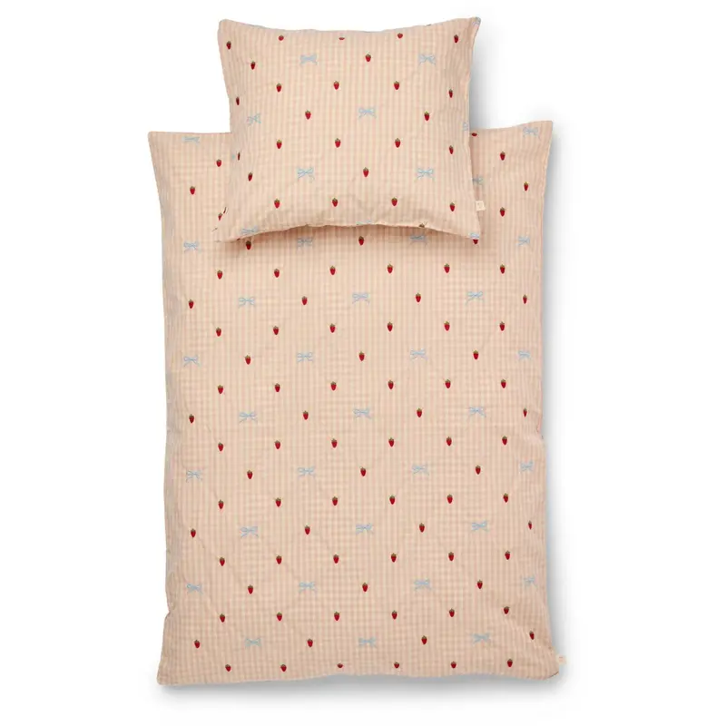 Flöss Berry/Bow Gingham Dolly Bow Duvet+Pillow 1