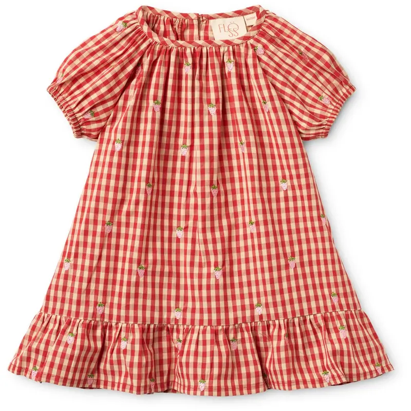 Flöss Red-Pink Berry Gingham Molly Pineberry Dress 1
