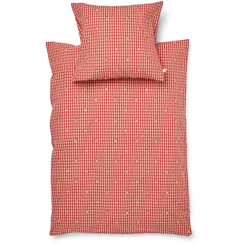 Flöss Red-Pink Berry Gingham Molly Pineberry Duvet + Pillow 1