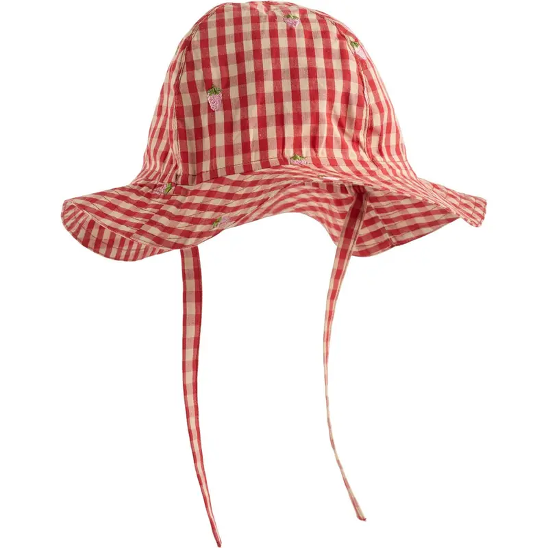 Flöss Red-Pink Berry Gingham Molly Pineberry Sun Hat 1