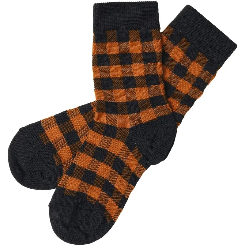 Fub Dark Navy/Burnt Amber 2-Pack Check Socks 1