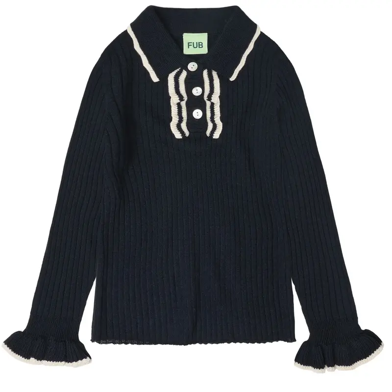 Fub Dark Navy Frill Polo 1