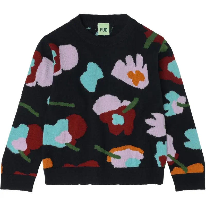 Fub Dark Navy Jaquard Sweater 1