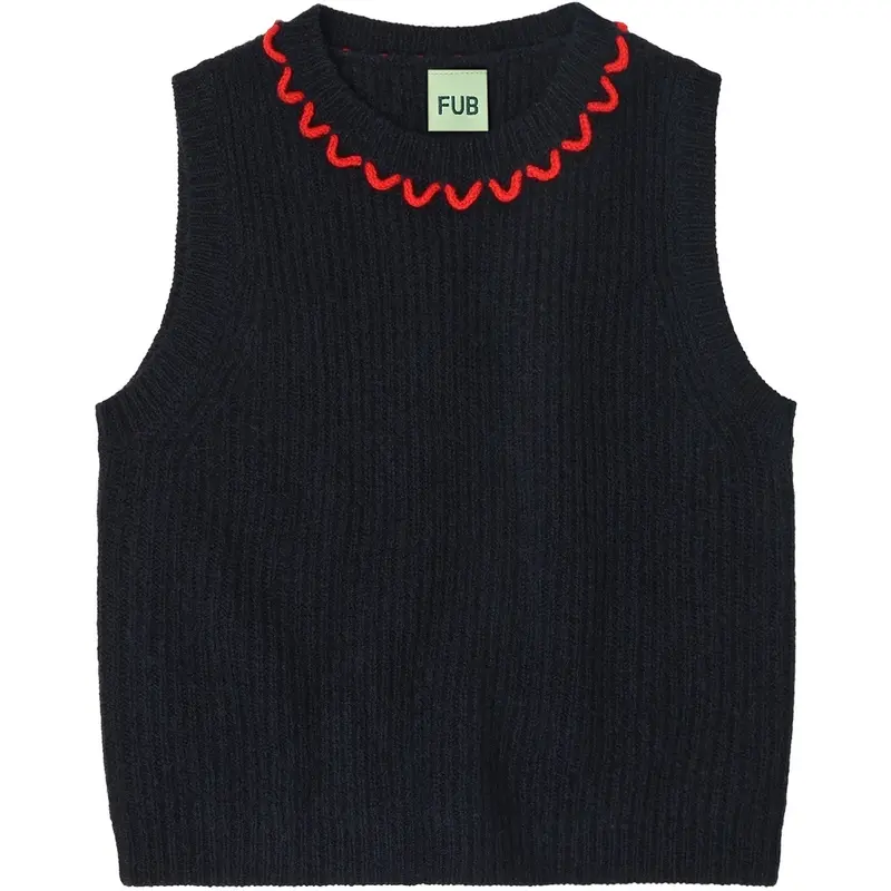 Fub Dark Navy Lambswool Vest 1