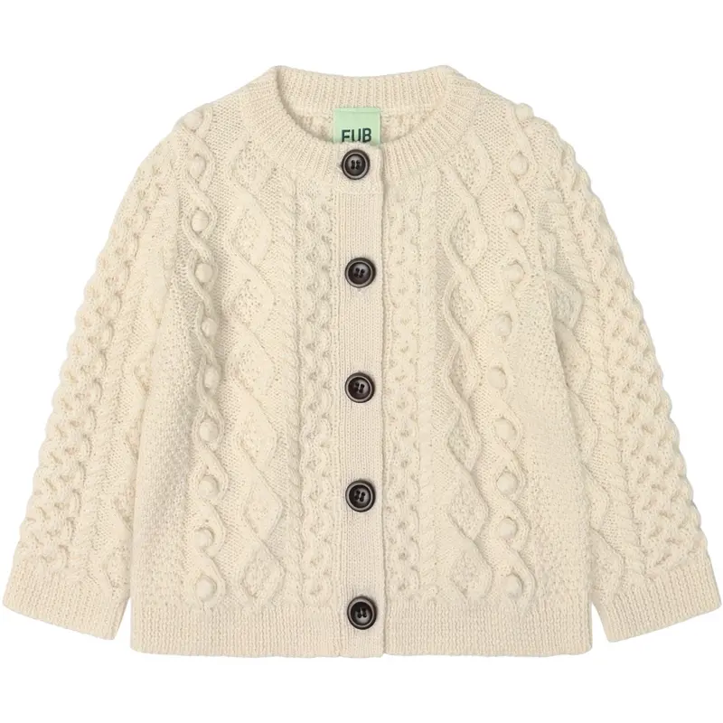 Fub Ecru Baby Aran Cardigan 1
