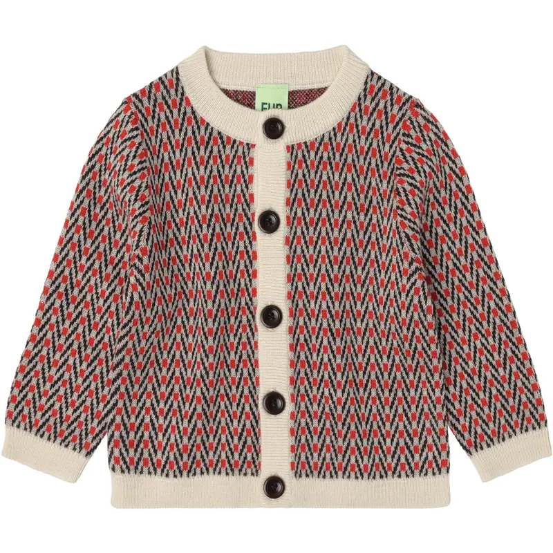 Fub Ecru Baby Herringbone Cardigan 1
