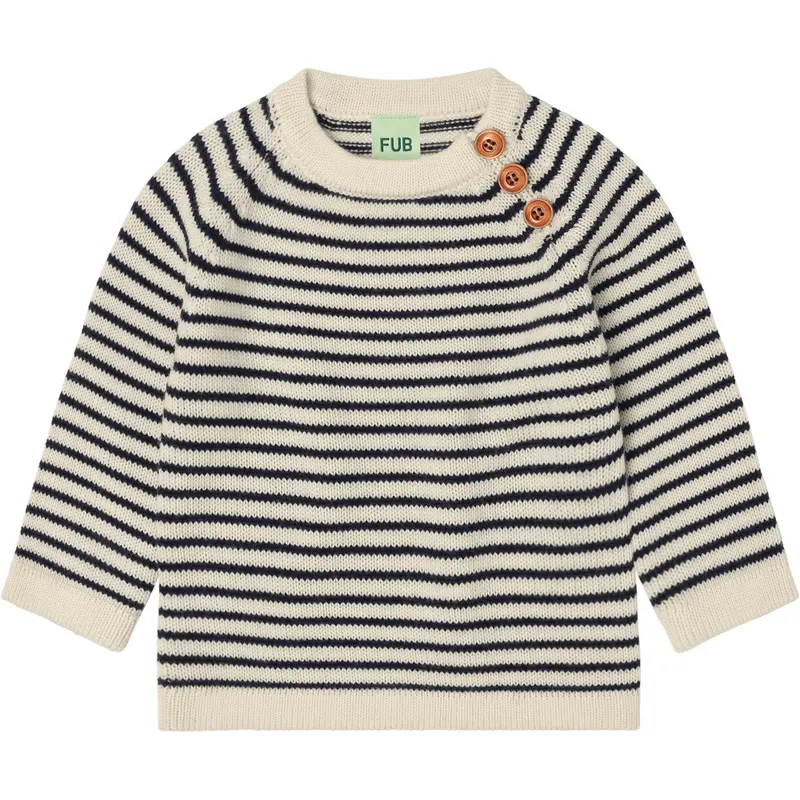 Fub Ecru/Dark Navy Baby Sweater 1