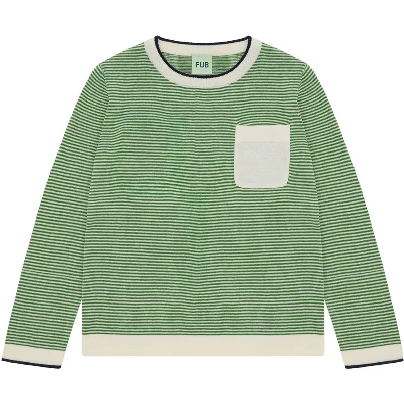 Fub Ecru/Pine Striped Crew 1