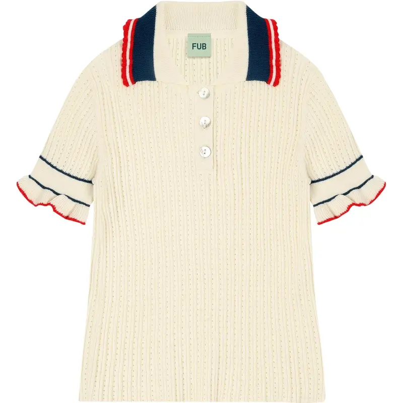 Fub Ecru Pointelle Polo 1